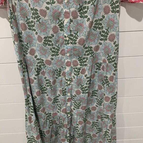 Zara | Midi Dress Floral Button Front V Neck Short Sleeve- Size Small - Picture 5 of 11